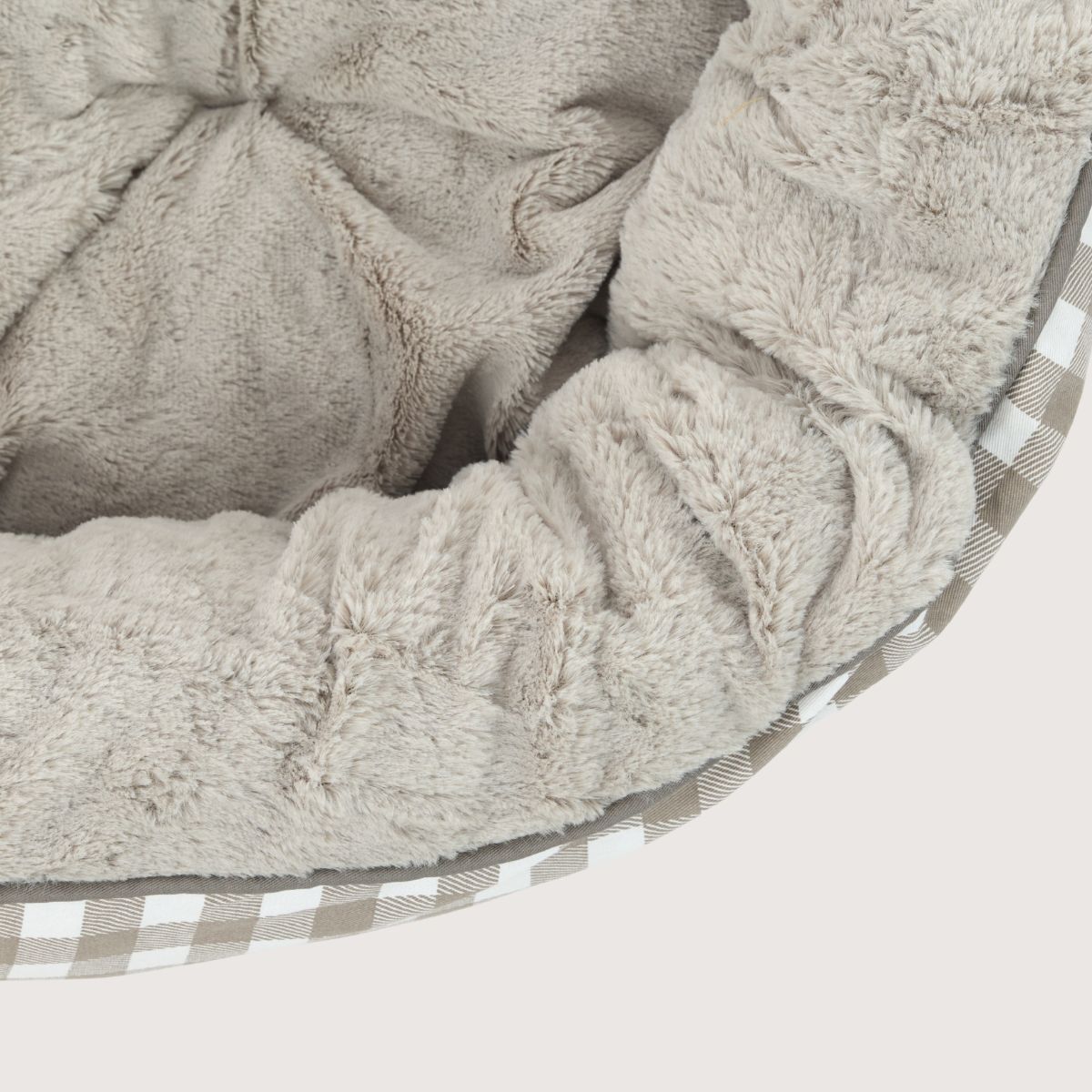 4 Seasons Reversible Circular Dog Bed - Mocha Gingham Print
