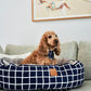 4 Seasons Reversible Circular Dog Bed - Navy Check