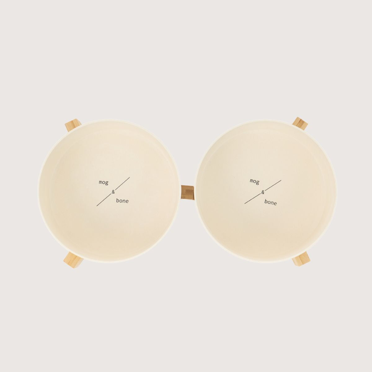 Bamboo Dog Bowls - Double with Stand - Natural