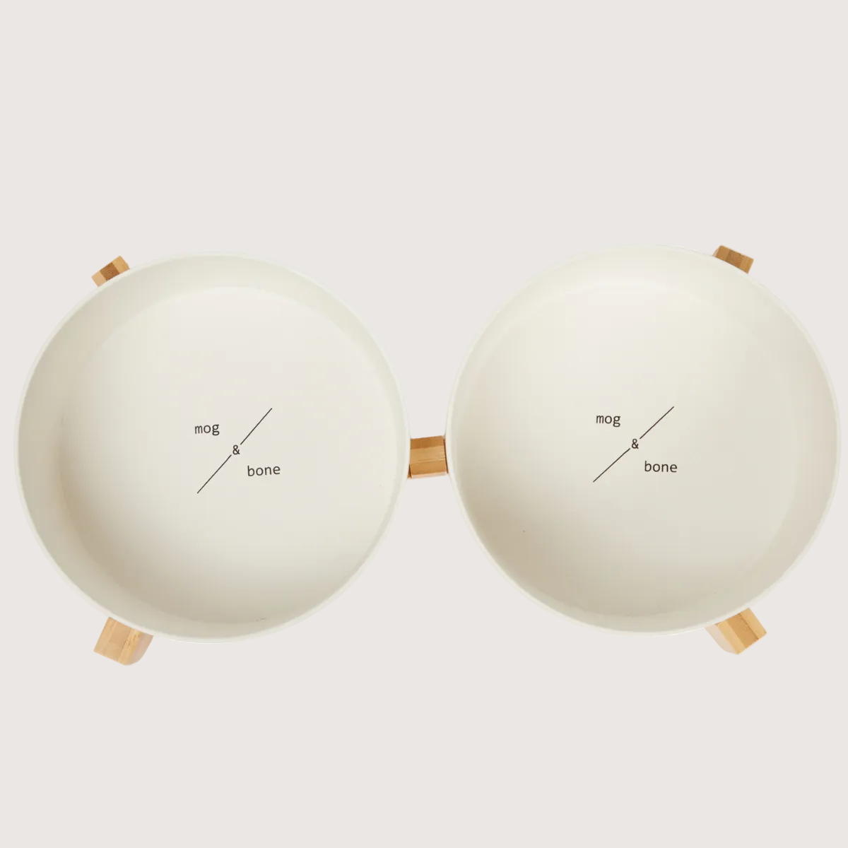 Bamboo Dog Bowls - Double with Stand - Natural