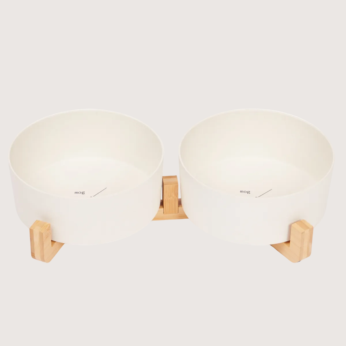 Bamboo Dog Bowls - Double with Stand - Natural