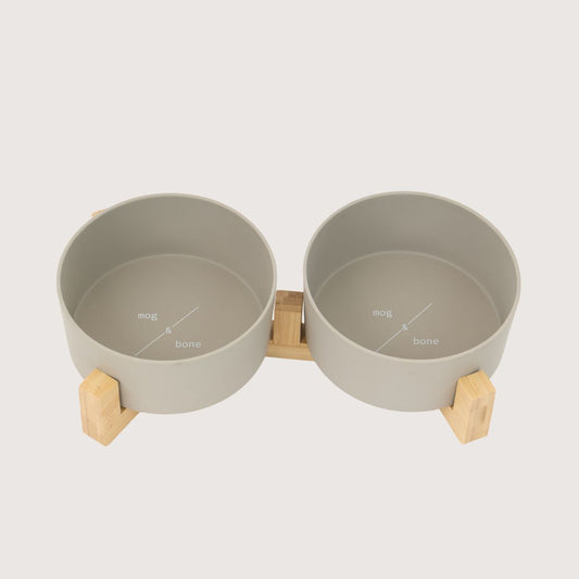 Bamboo Dog Bowls - Double with Stand - Mocha