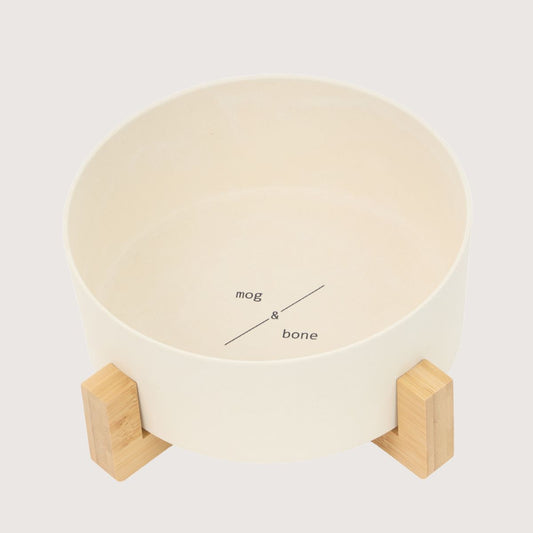 Bamboo Dog Bowl -Single with Stand - Natural