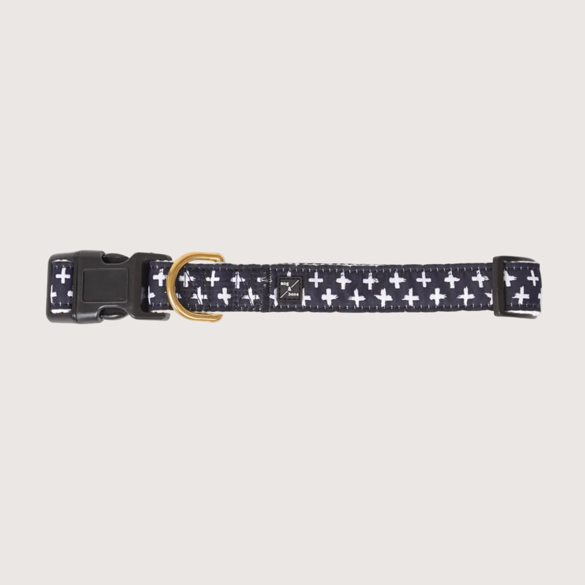 Hemp Dog Collar - Navy Cross Print