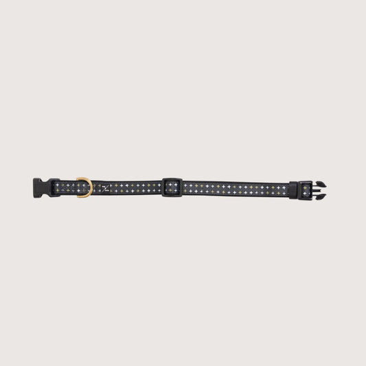 Neoprene Dog Collar - Black Metallic Cross Print