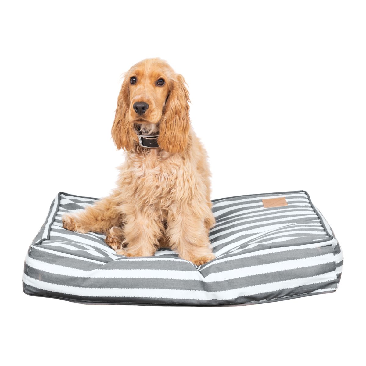 Cushion Dog Bed - Charcoal Hampton Stripe