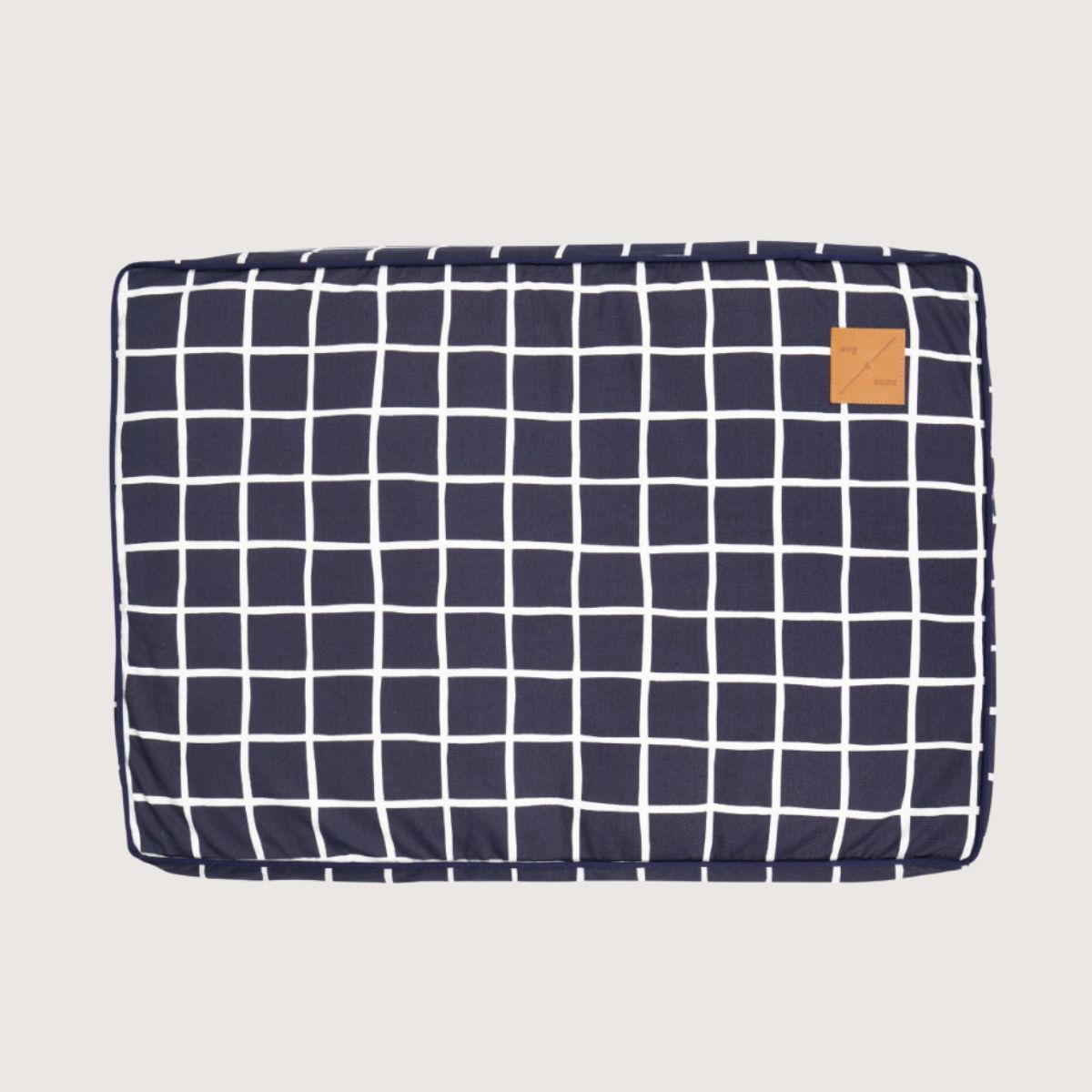 Mog and Bone Classic Cushion Dog Bed - Navy Check Print