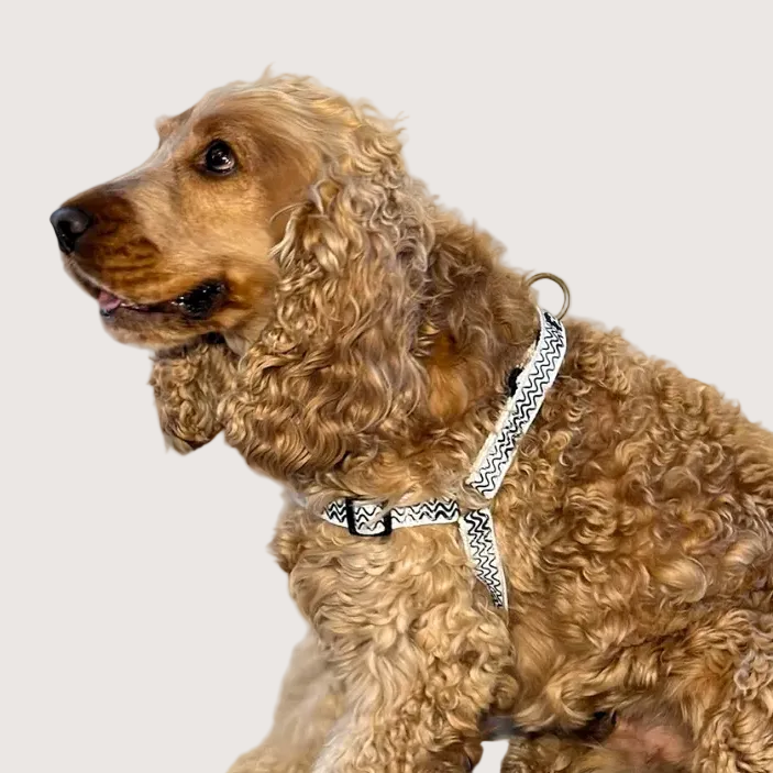 Hemp Dog Harness - Black Wave Print