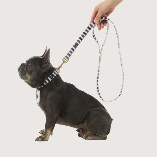 Hemp Dog Lead - Black/ Cocoa Artisan Print