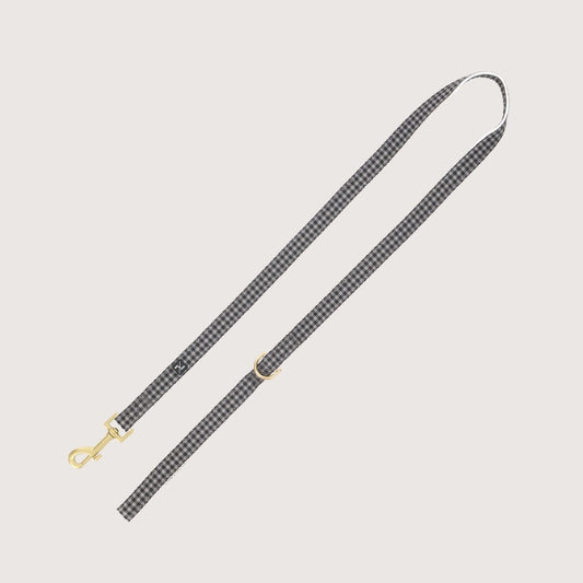 Hemp Dog Lead - Mocha/ Black Gingham Print