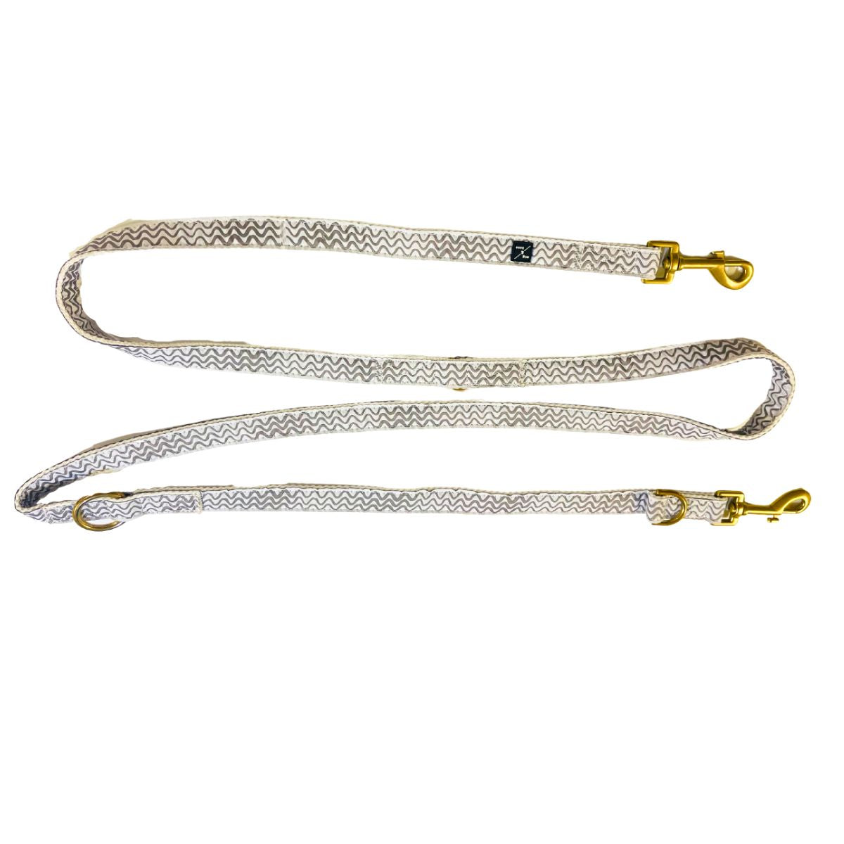 Hemp Dog Lead - Multi Function with Leather & Brass Fittings  - Mocha Wave
