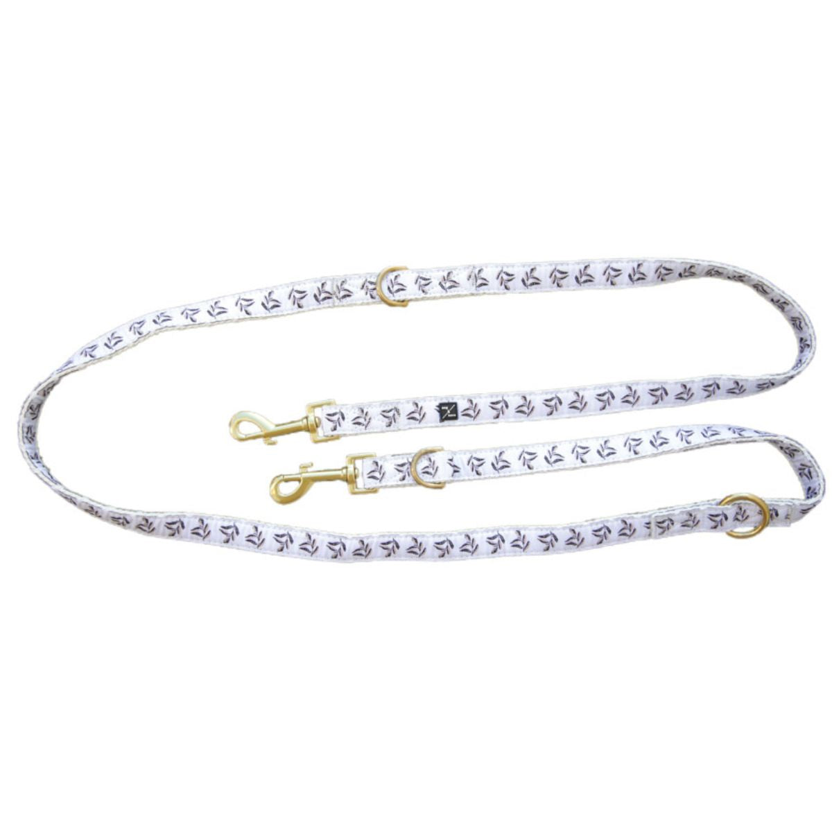 Hemp Dog Lead - Multi Function with Leather & Brass Fittings -  Shadow Quartz Print