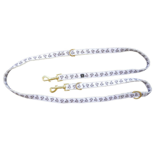 Hemp Dog Lead - Multi Function with Leather & Brass Fittings -  Shadow Quartz Print