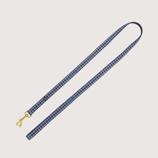 Neoprene Dog Lead - Navy Check Print