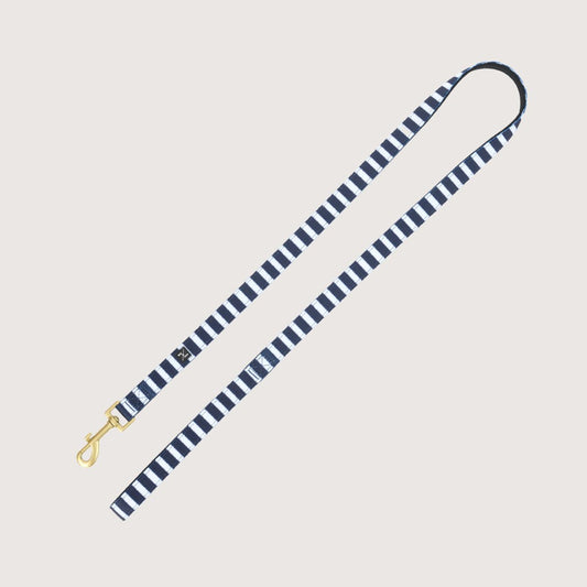 Neoprene Dog Lead - Navy Hamptons Stripe Print