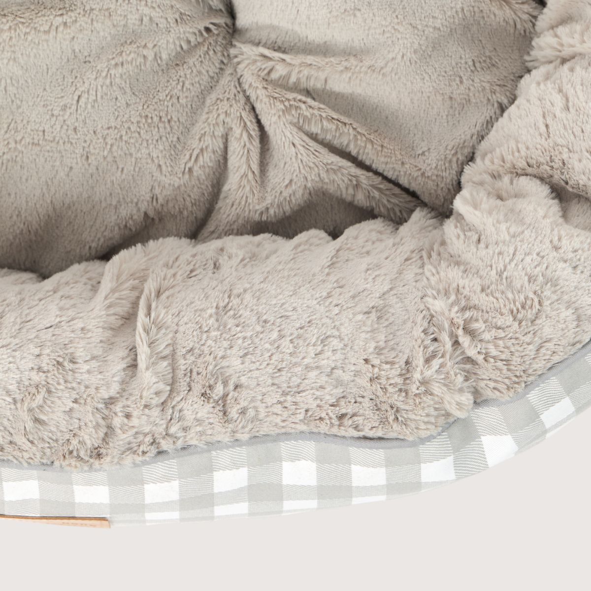 4 Seasons Reversible Circular Dog Bed - Grey Gingham Print