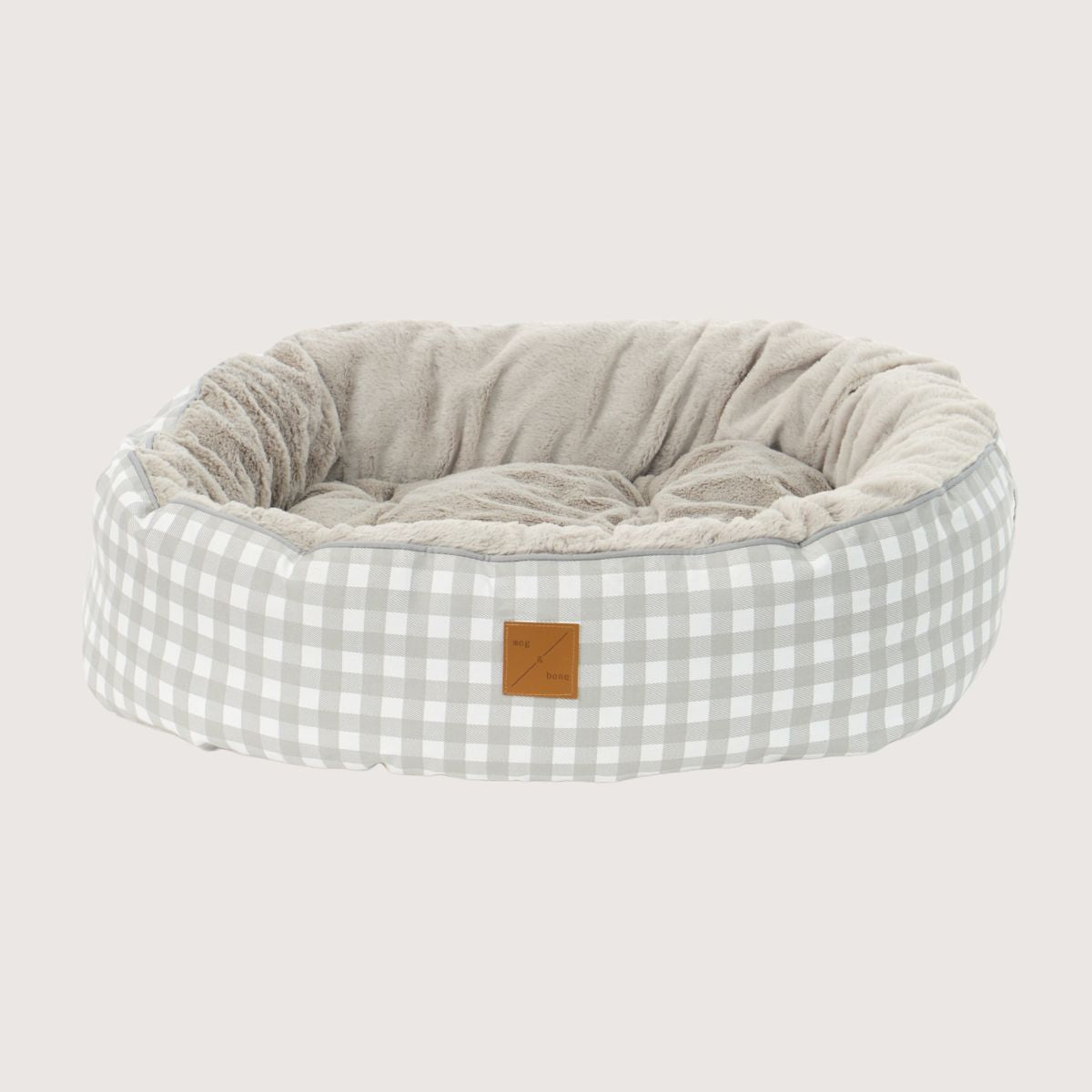 4 Seasons Reversible Circular Dog Bed - Grey Gingham Print