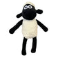 Plush dog toy sheep with black face and legs on a white background