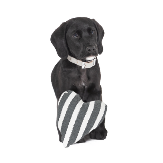 Toy - Heart Shape, soft - Charcoal Hamptons Stripe