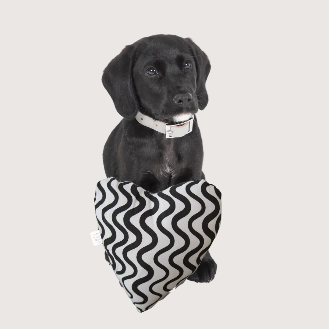 Toy - Heart Shaped, soft - Black Wave Print