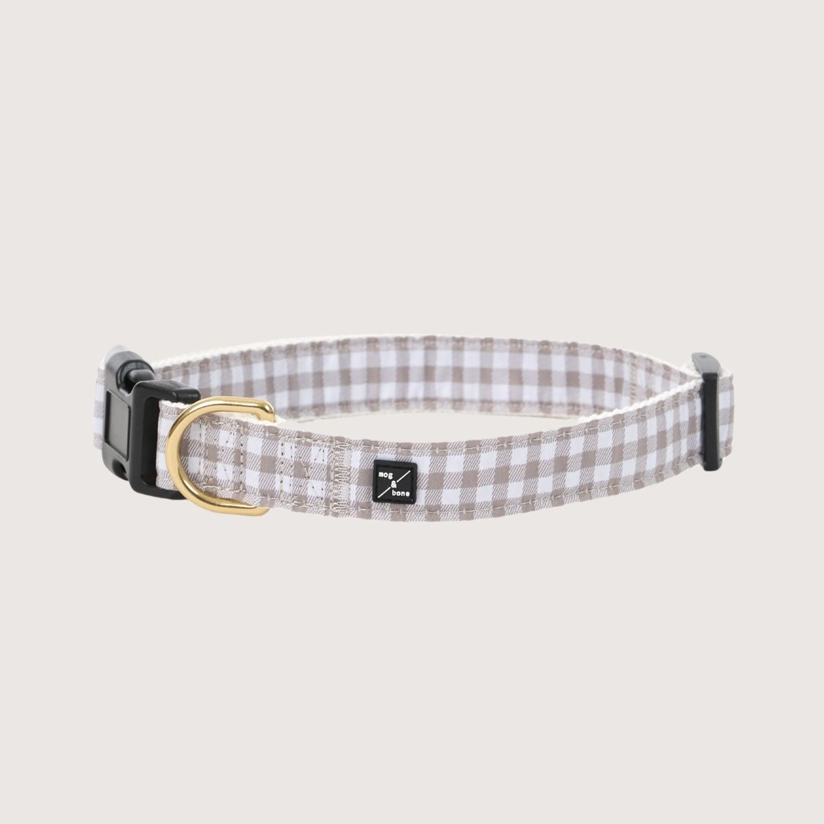 Hemp Dog Collar - Mocha Gingham Print