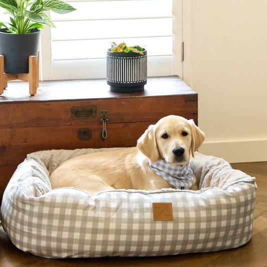 Dog Bandana - Grey Gingham Print