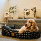 Bolster Dog Bed  - Black Metallic Cross Print