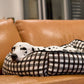 Bolster Dog Bed - Cocoa/ Black Plaid Print