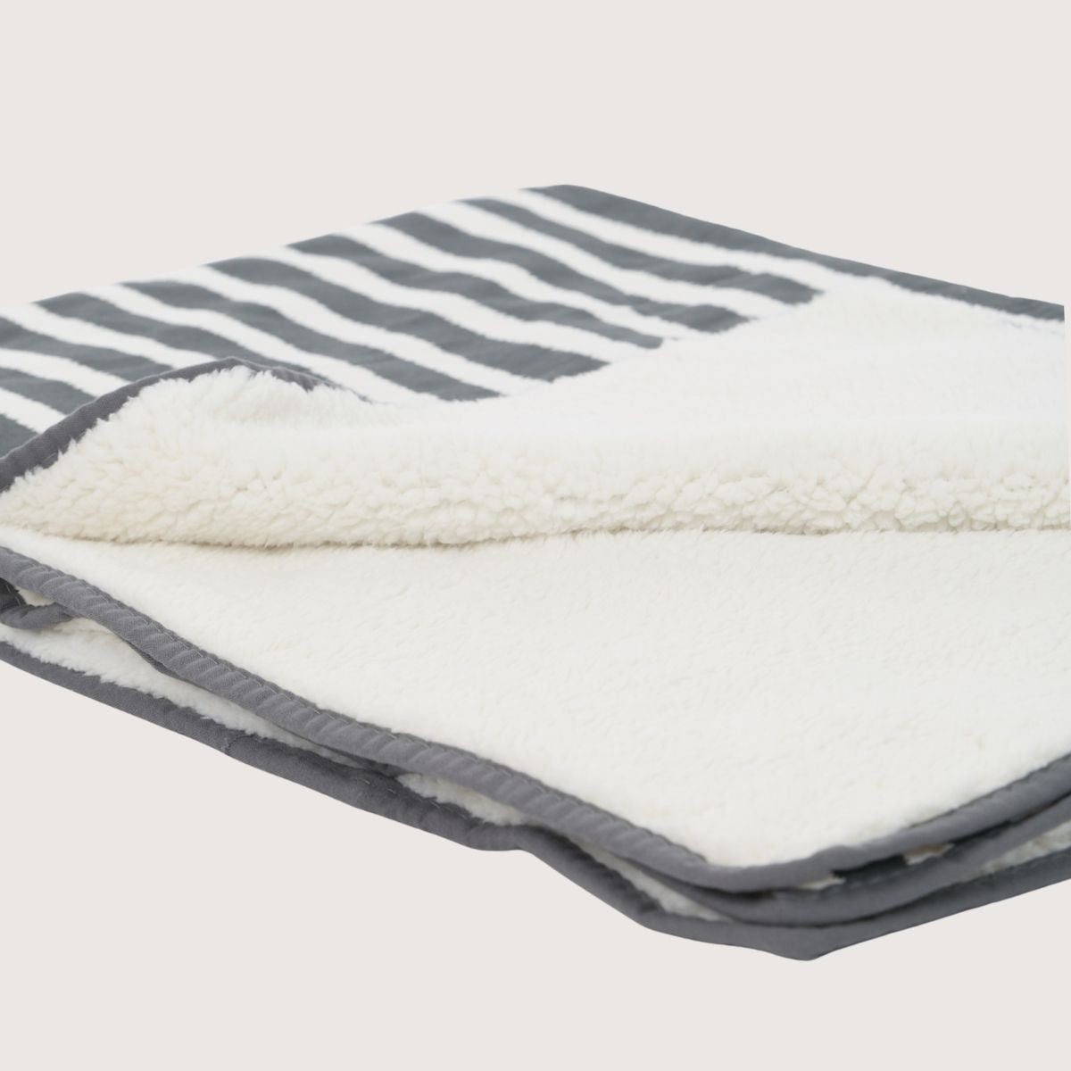 Pet Blanket with Fleece - Charcoal Hamptons Stripe Print