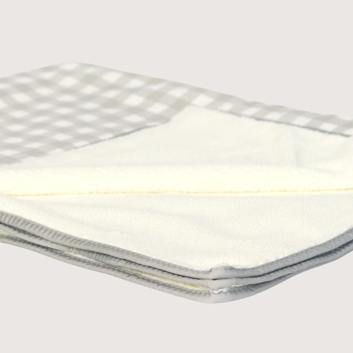 Pet Blanket with Fleece - Grey Gingham Print