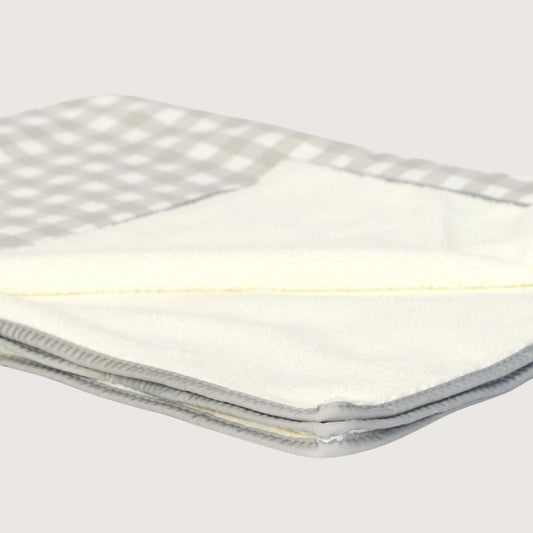 Pet Blanket with Fleece - Grey Gingham Print