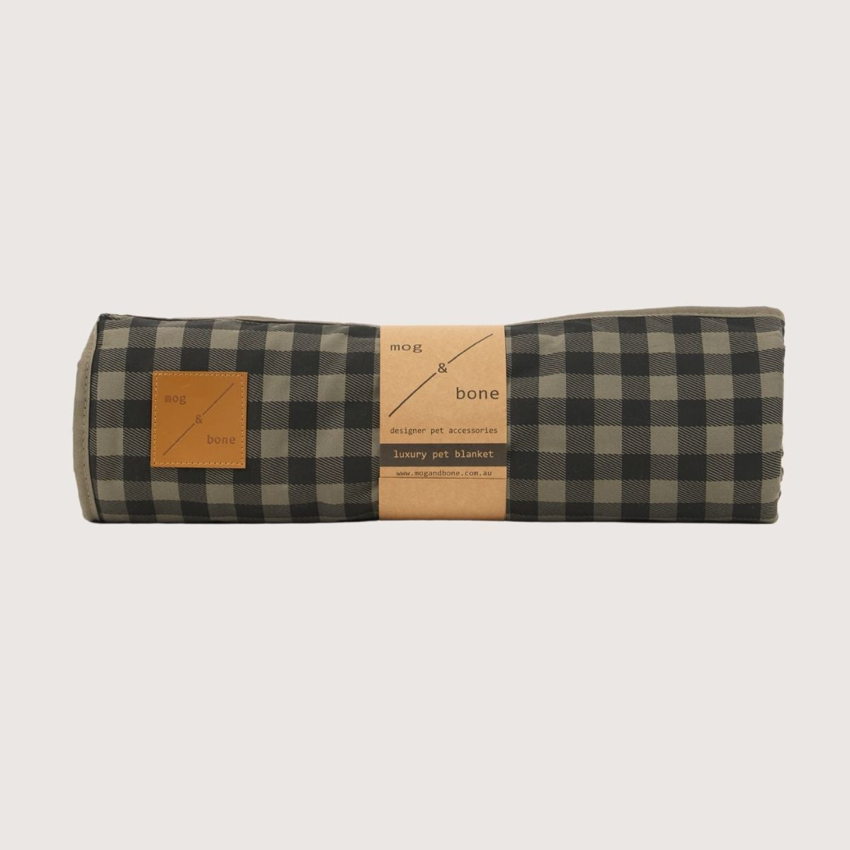 Pet Blanket with Fleece - Mocha/ Black Gingham Print
