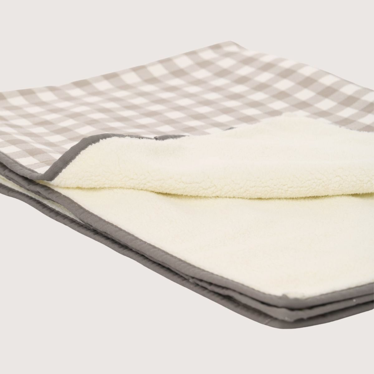 Pet Blanket with Fleece - Mocha Gingham Print