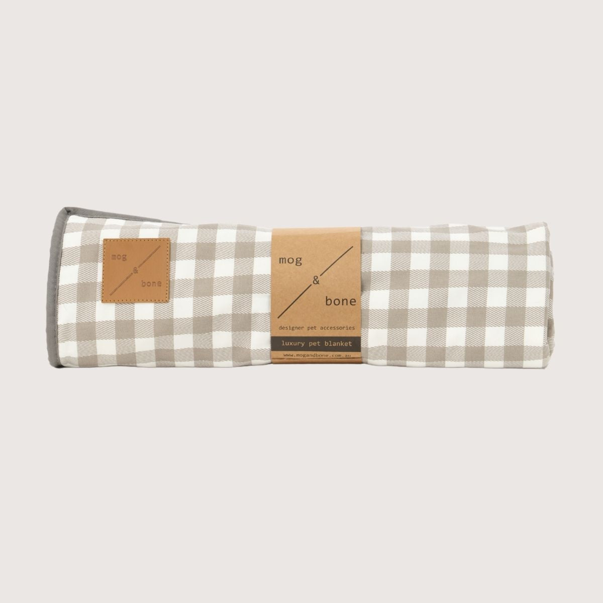 Pet Blanket with Fleece - Mocha Gingham Print