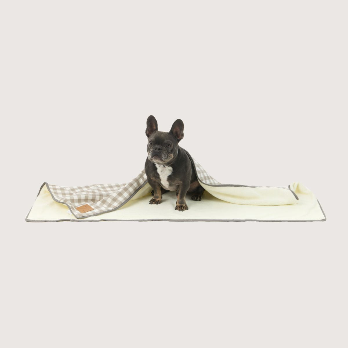 Pet Blanket with Fleece - Mocha Gingham Print