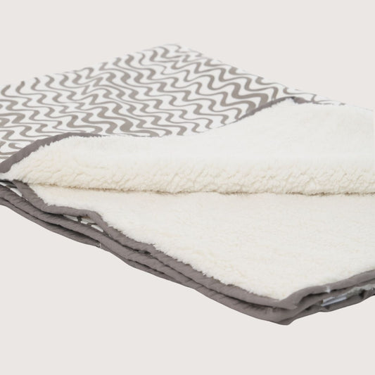Pet Blanket with Fleece - Mocha Wave Print