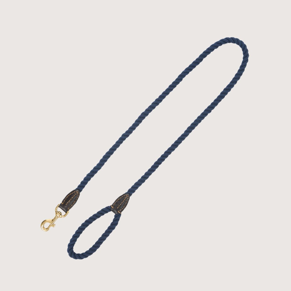 Rope Dog Lead (1.2m) - Leather & Brass Fittings - Navy