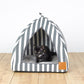 Cat Igloo - Charcoal Hamptons Stripe Print