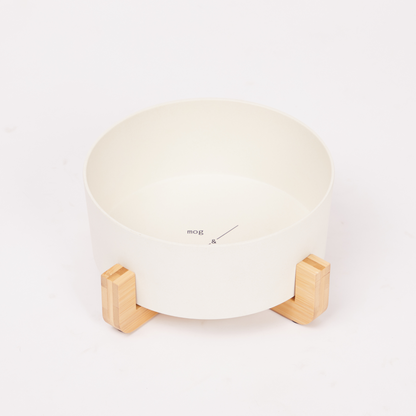 Bamboo Dog Bowl -Single with Stand - Natural