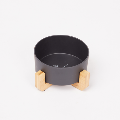 Bamboo Dog Bowl - Single with Stand - Black