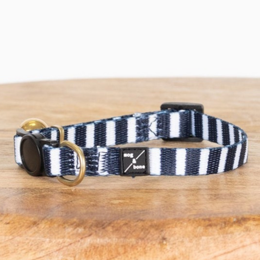 Neoprene Cat Collar - Navy Hamptons Stripe Print