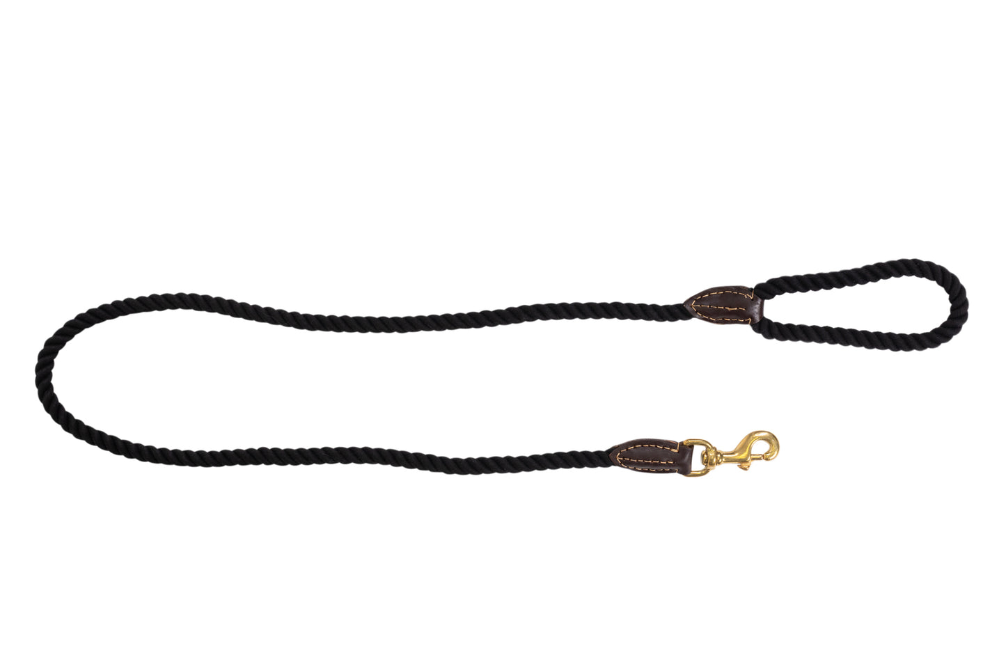 Rope Dog Lead (1.2m) - Leather & Brass Fittings - Black – Mog & Bone
