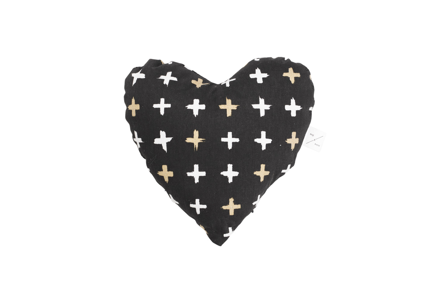 Toy - Heart Shaped, soft - Black Metallic Cross Print