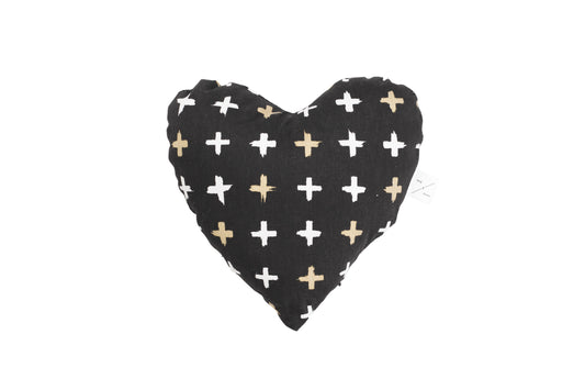Heart Shaped Soft Dog Toy - Black Metallic Cross Print