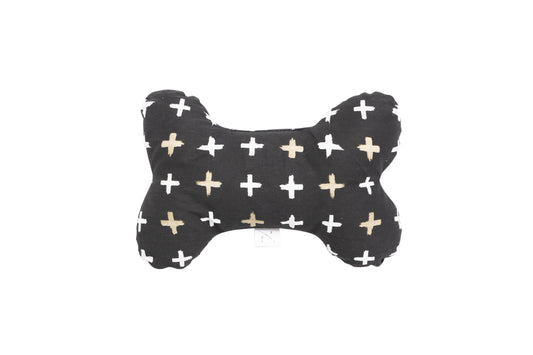 Printed Bone Soft Dog Toy - Black Metallic Cross Print