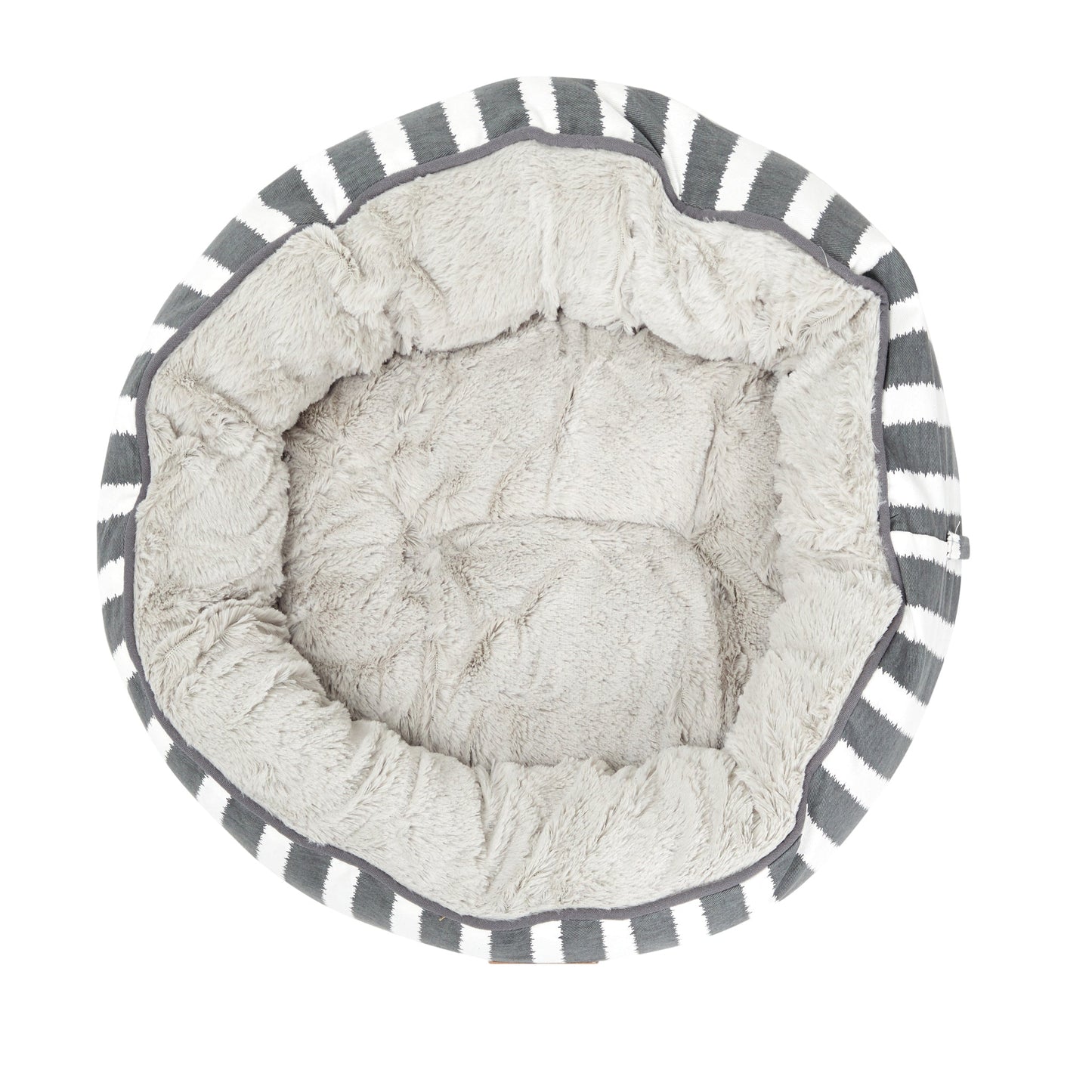 Mog & Bone 4 Seasons Reversible Circular Dog Bed - Charcoal Hamptons Stripe Print