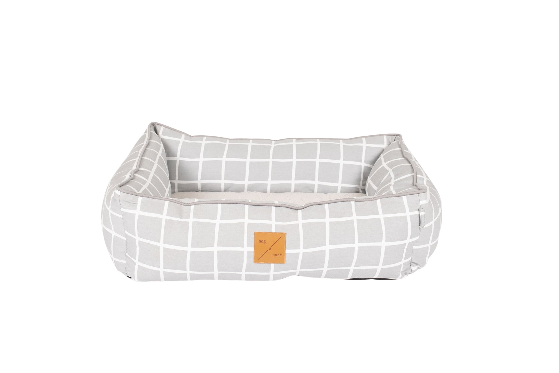 Mog & Bone Pet Products Bolster Dog Bed  - Grey Check Print