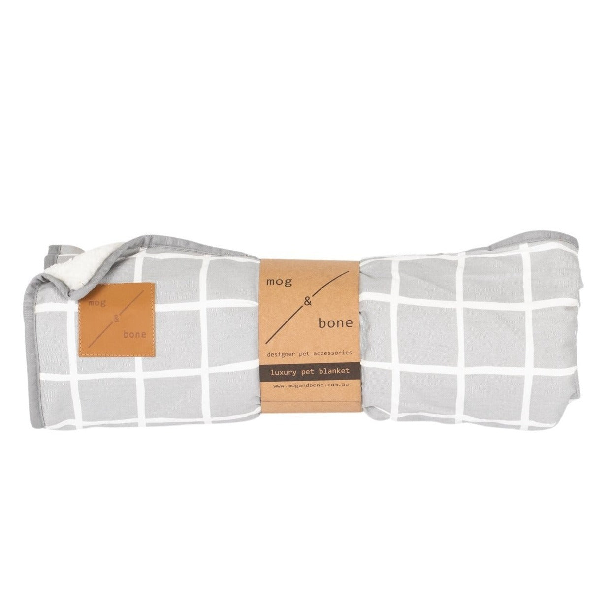 Mog and Bone Designer Dog Fleece Blanket - Grey Check Print