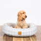 Mog & Bone 4 Seasons Reversible Circular Dog Bed - Grey Check Print