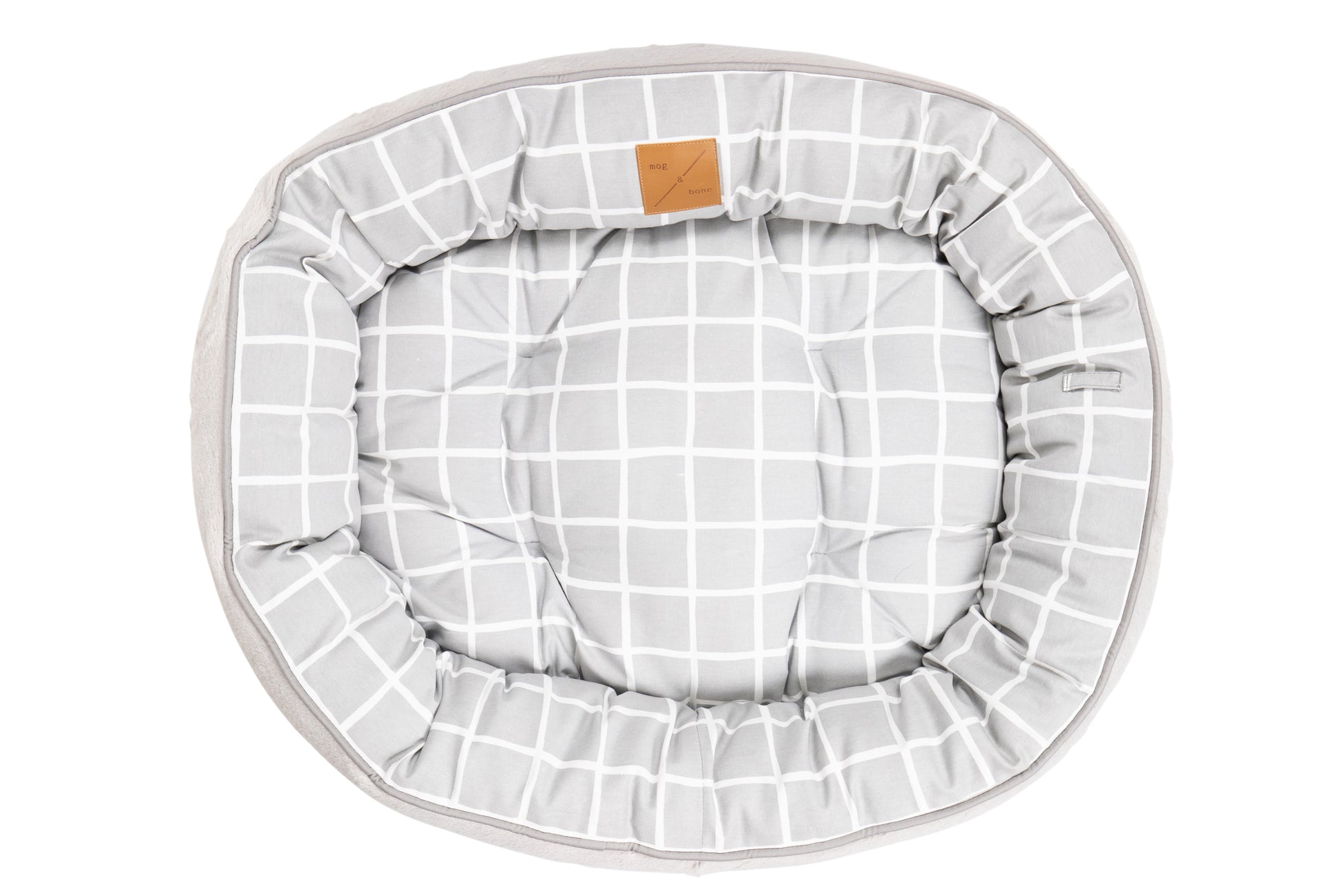 Mog & Bone 4 Seasons Reversible Circular Dog Bed - Grey Check Print